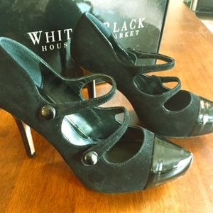 Black Double Strap Mary Jane Heels